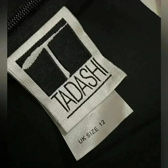 Tadashi Black Chiffon Silk Pleated Dress V Neck 10 vintage - Picture 3 of 9